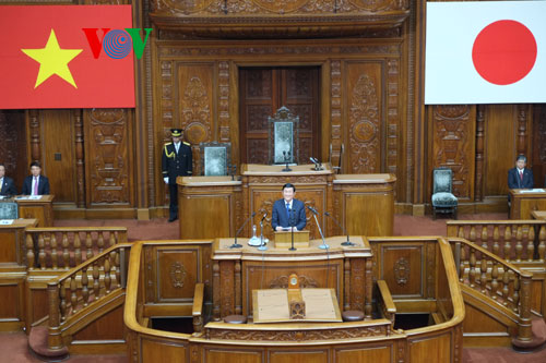 ປະທານປະເທດ ເຈືອງເຕີນຊາງ ຢ້ຽມຢາມ ແລະ ກ່າວຄຳເຫັນຕໍ່ໜ້າ ສະພາແຫ່ງຊາດ ຍີ່ປຸ່ນ